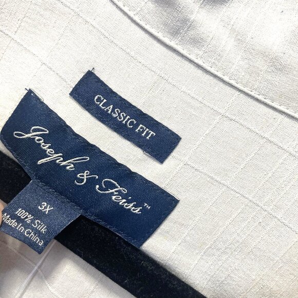 NWT Joseph & Feiss 100% Silk Button Up Shirt Mens 3XL Beige Classic Short Sleeve - Picture 3 of 13